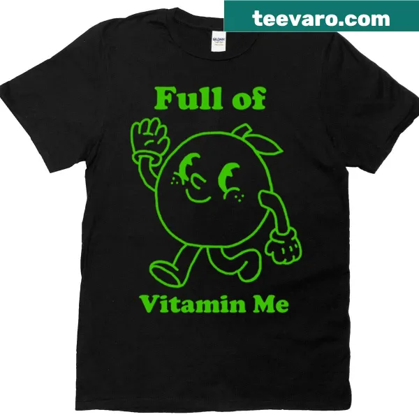 Oversized vintage-style t-shirt with 'Full Of Vitamin Me' lime design