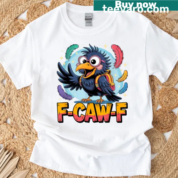 Funny T-shirt featuring a cartoon crow design for back to school