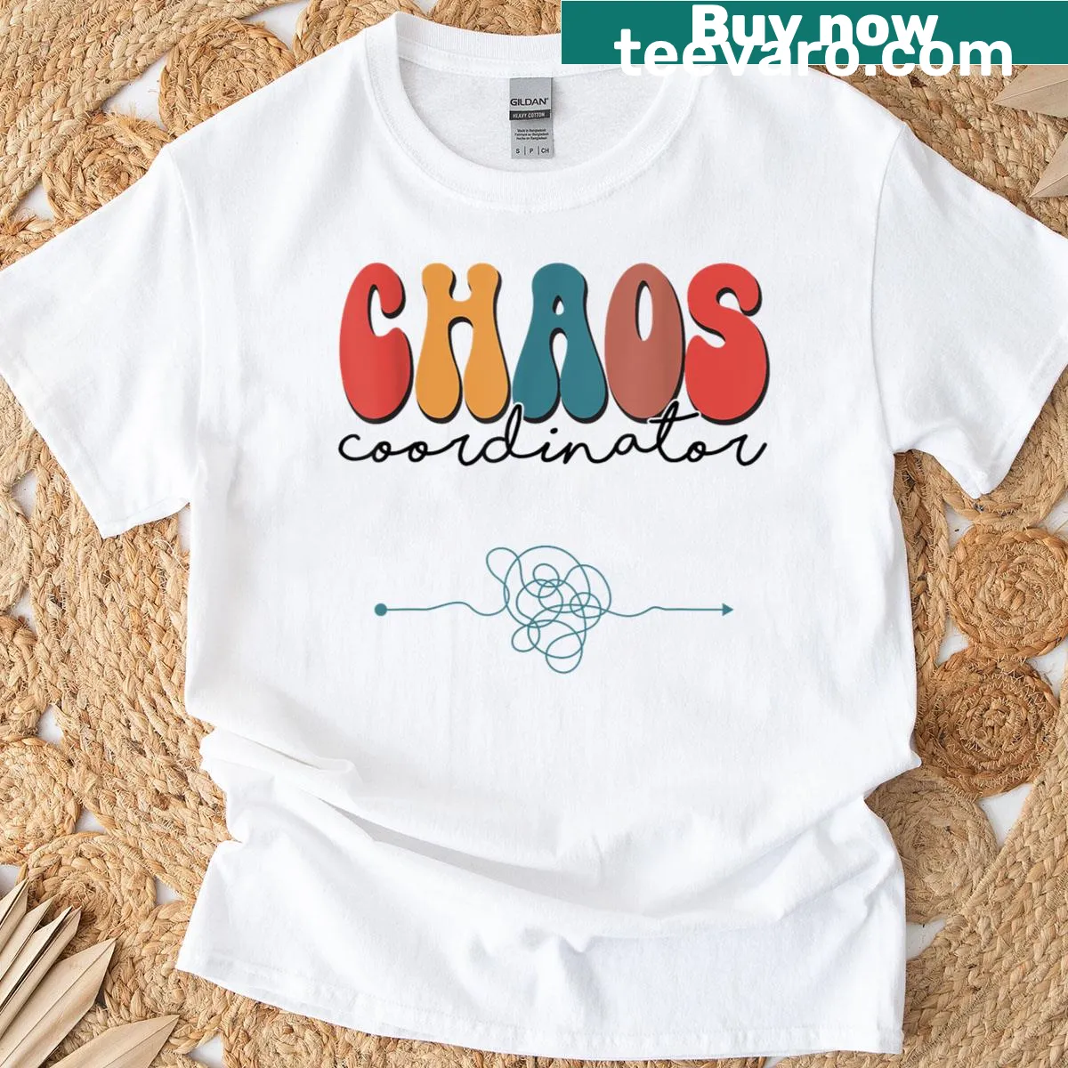 Funny t-shirt for moms with 'Chaos Coordinator' quote — on a men's t-shirt