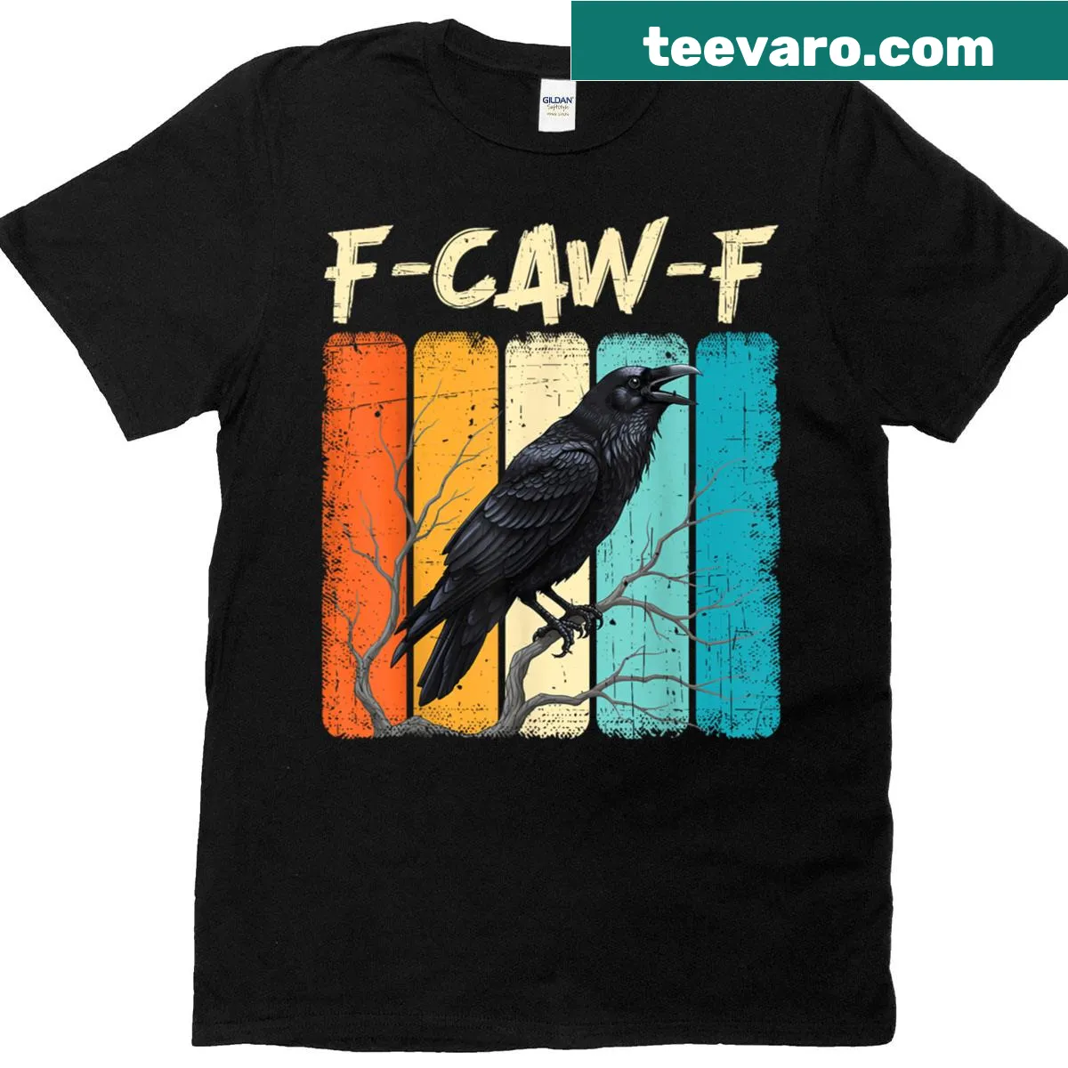 Humorous crow saying meme t-shirt with a clever play on words — on a men's t-shirt