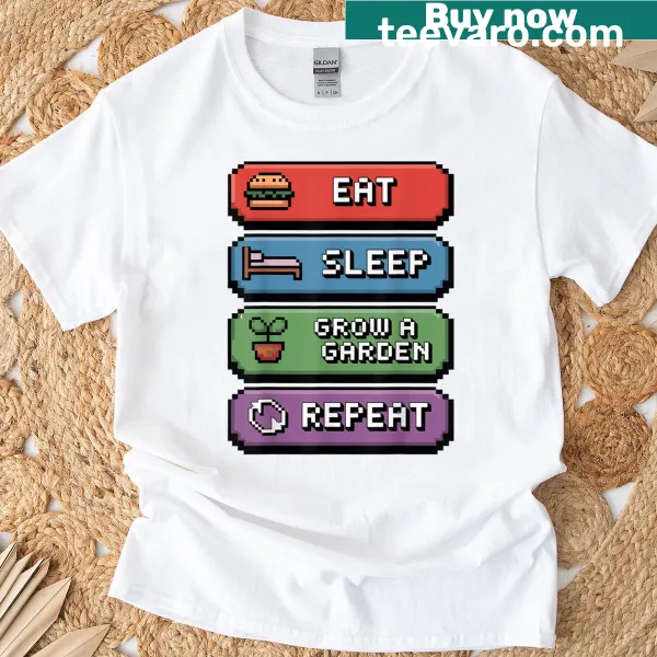 Playful gaming quote t-shirt with gardening theme in fun typography