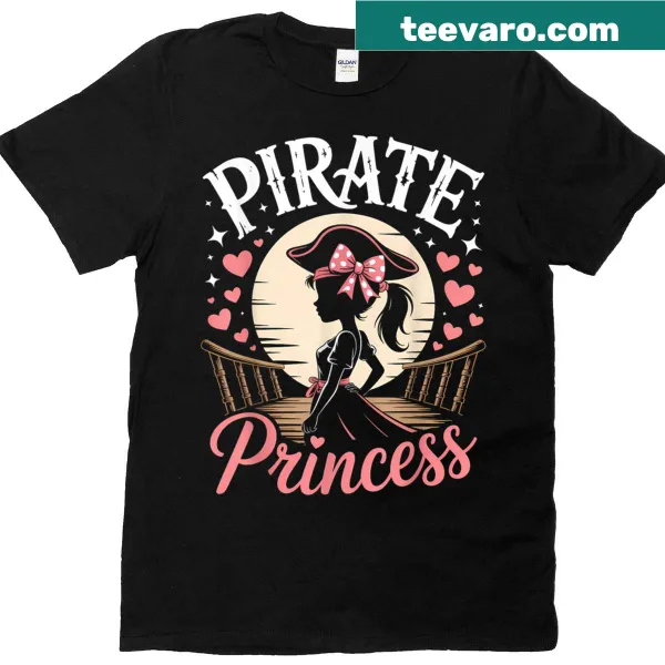 Halloween t-shirt for girls with a pirate princess design and coquette bow