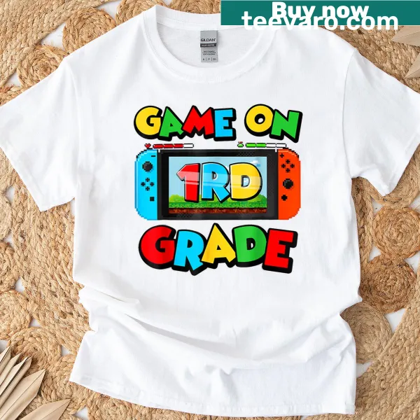 T-shirt with 'Game On' text and gaming theme for kids