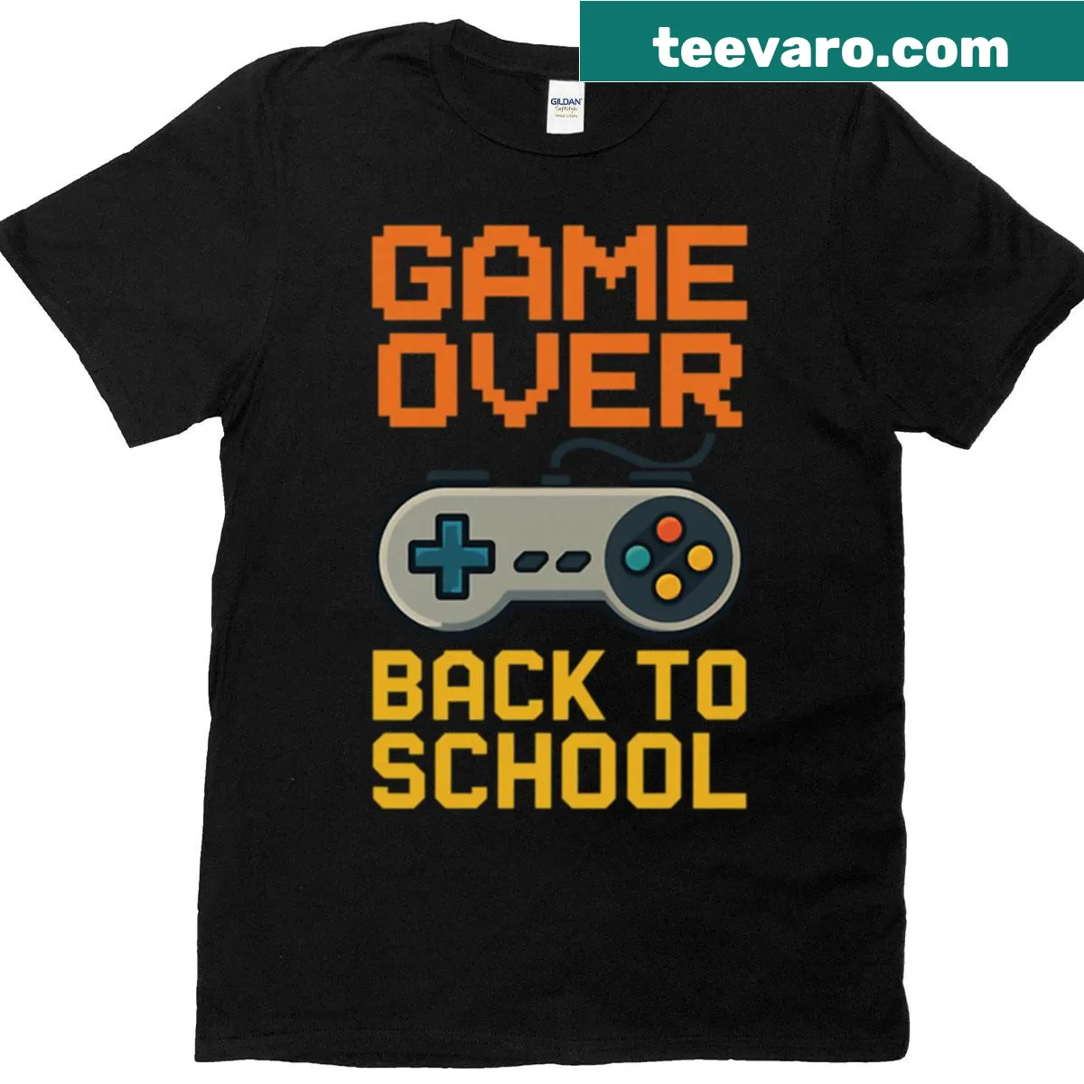 Funny back to school gamer t-shirt with 'Game Over' graphic — on a men's t-shirt
