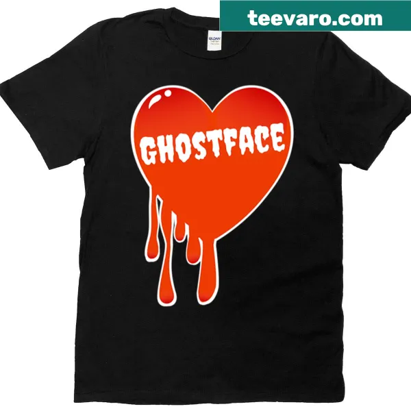 Oversized t-shirt featuring Ghostface heart design with blood drips