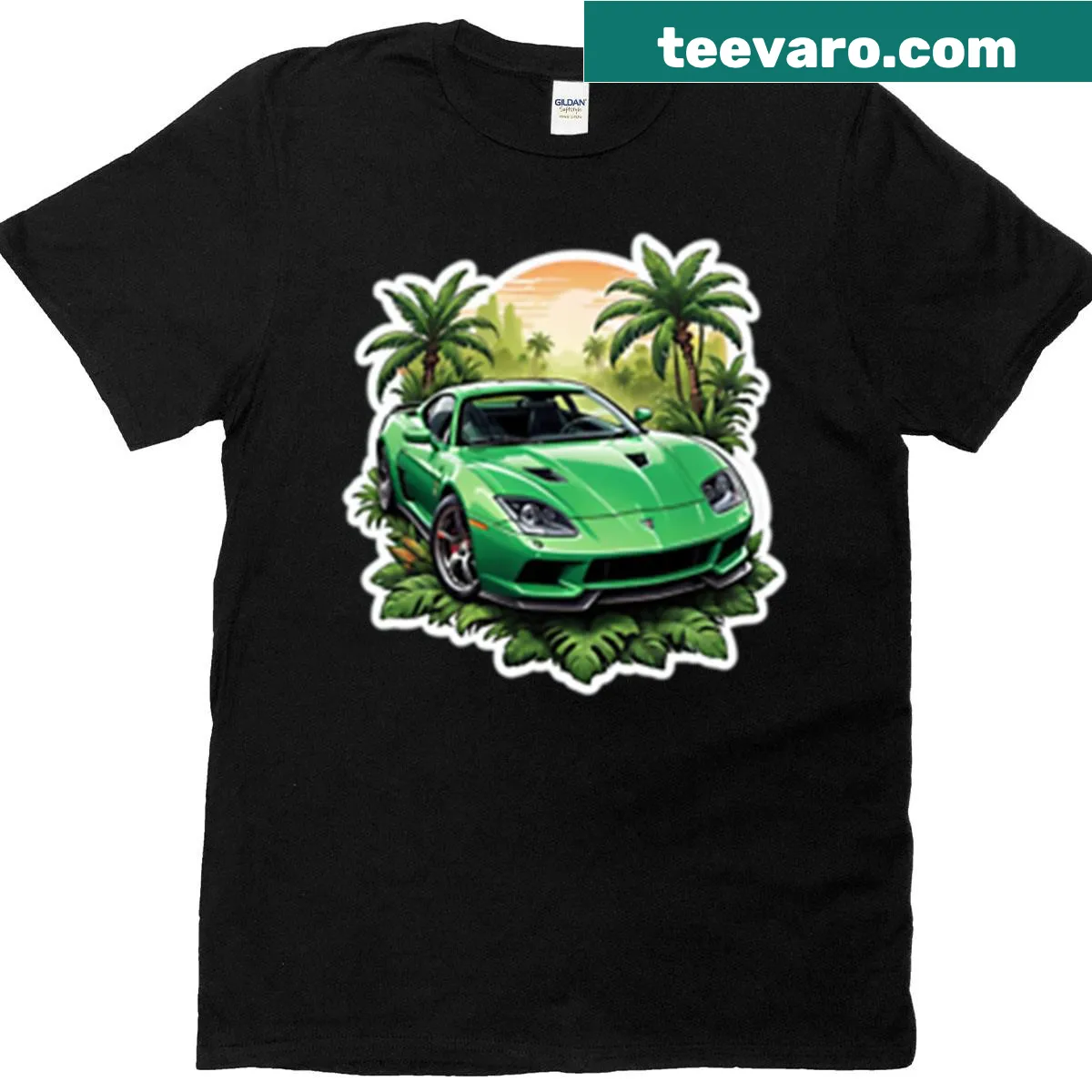 Oversized T-shirt featuring a minimalist jungle design. — on a men's t-shirt