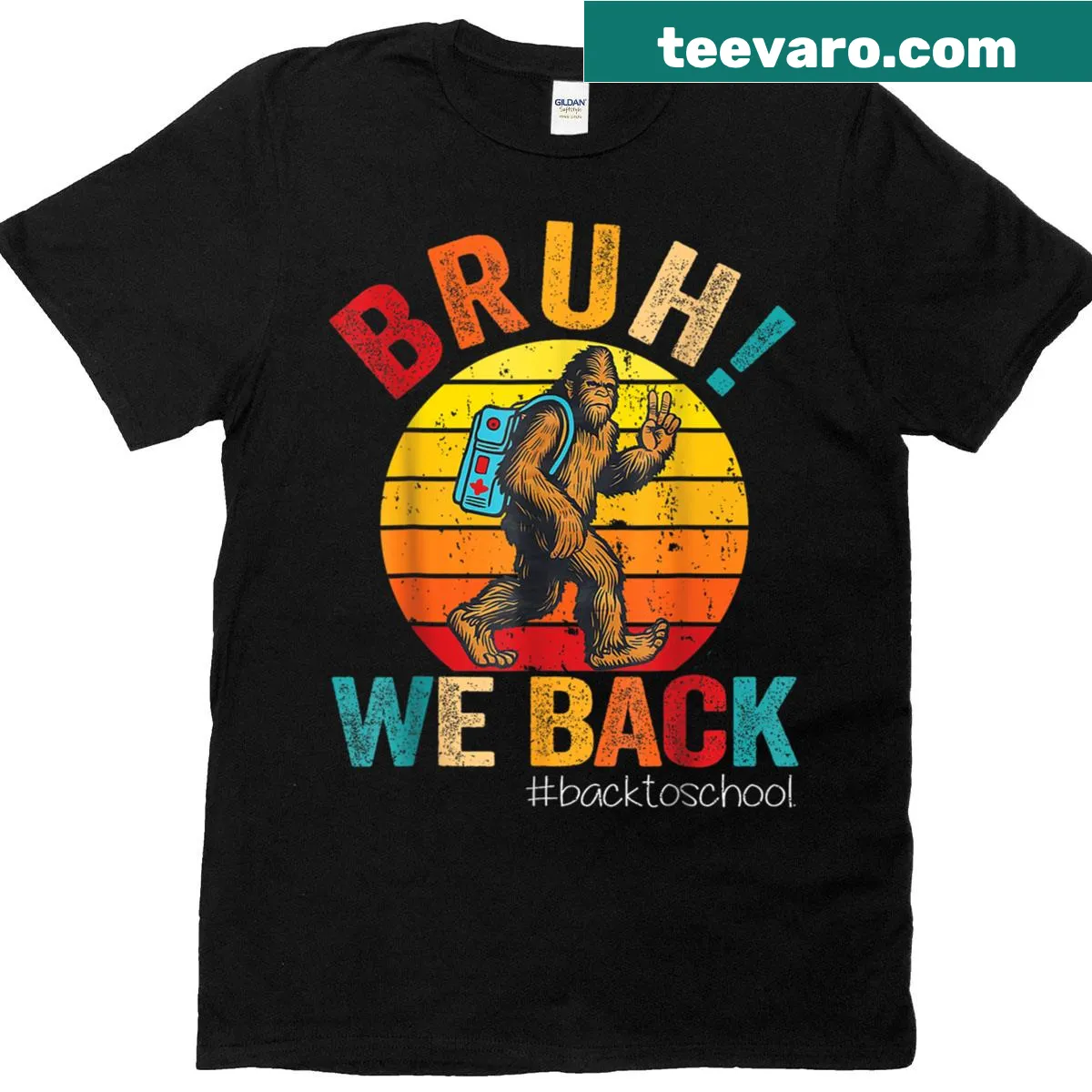 Funny back to school T-shirt featuring Big Foot graphic — on a men's t-shirt