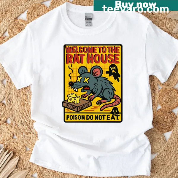 Cartoon Halloween shirt with haunted rat trap and cheese design