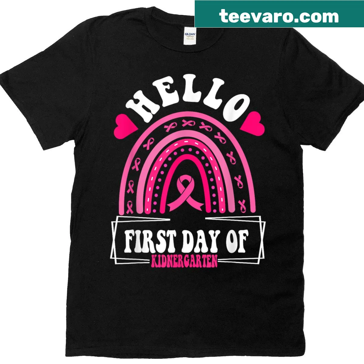 Cheerful t-shirt celebrating the first day of kindergarten with the phrase 'Hello First Day Of Kindergarten.' — on a men's t-shirt