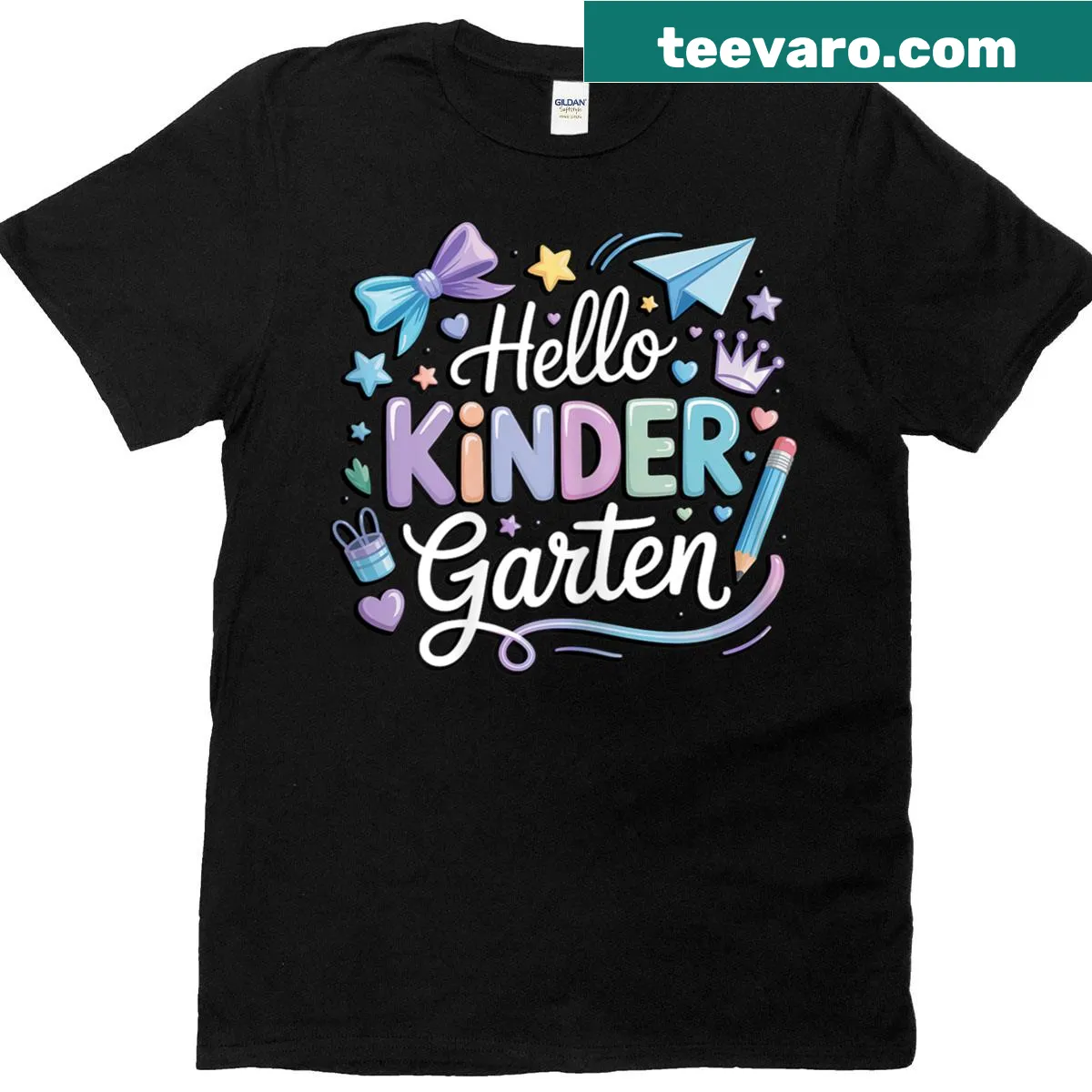 T-shirt for teachers celebrating the first day of kindergarten with the phrase 'Hello Kindergarten First Day Of School.' — on a men's t-shirt