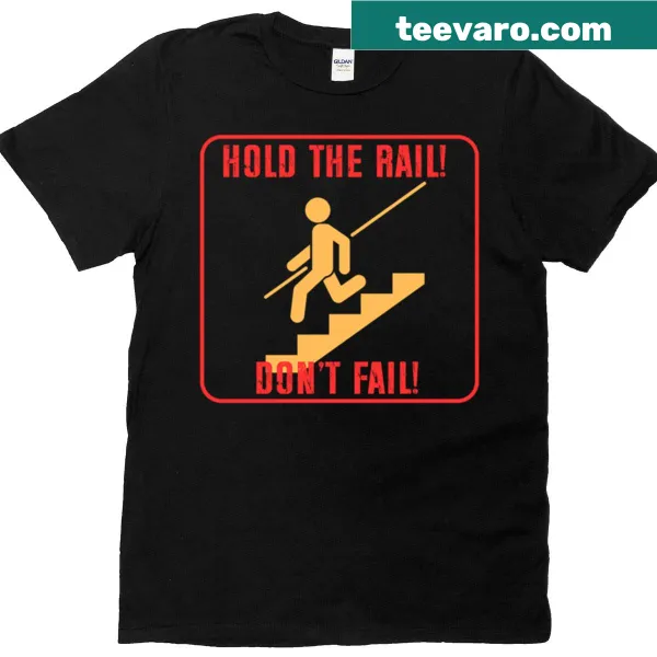Funny T-shirt with humorous safety warning sign design.