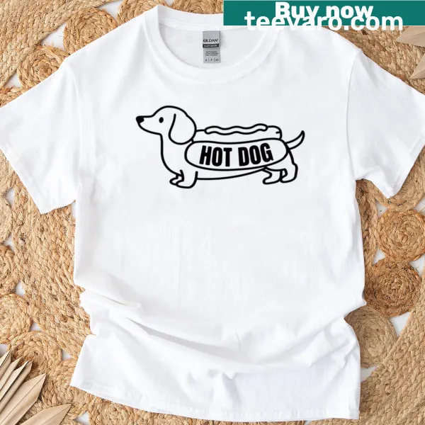 Cartoon Hot Dog dachshund T-shirt design