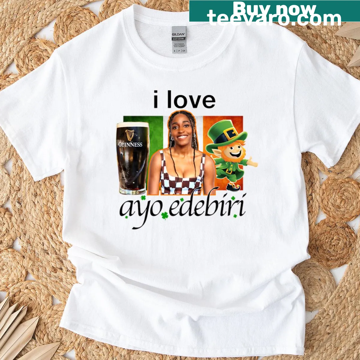 T-shirt with the phrase I Love Ayo Edebiri in playful text — on a men's t-shirt