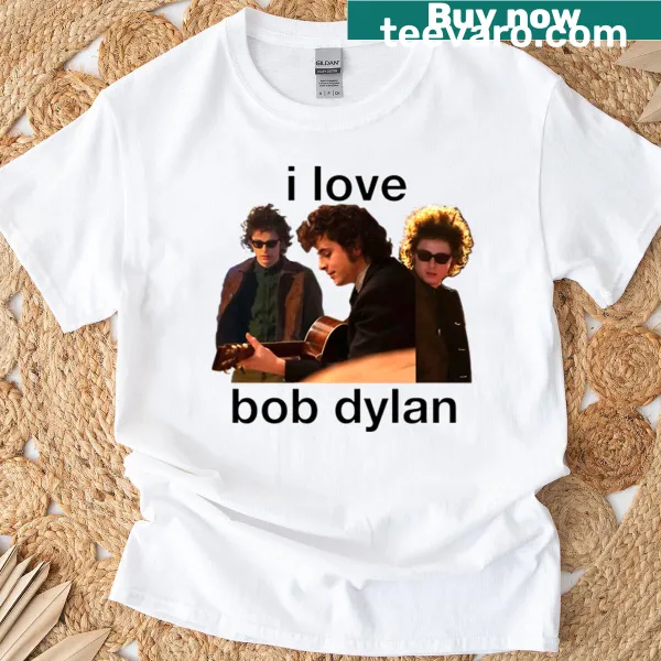 Typography tee featuring 'I Love Bob Dylan' text design