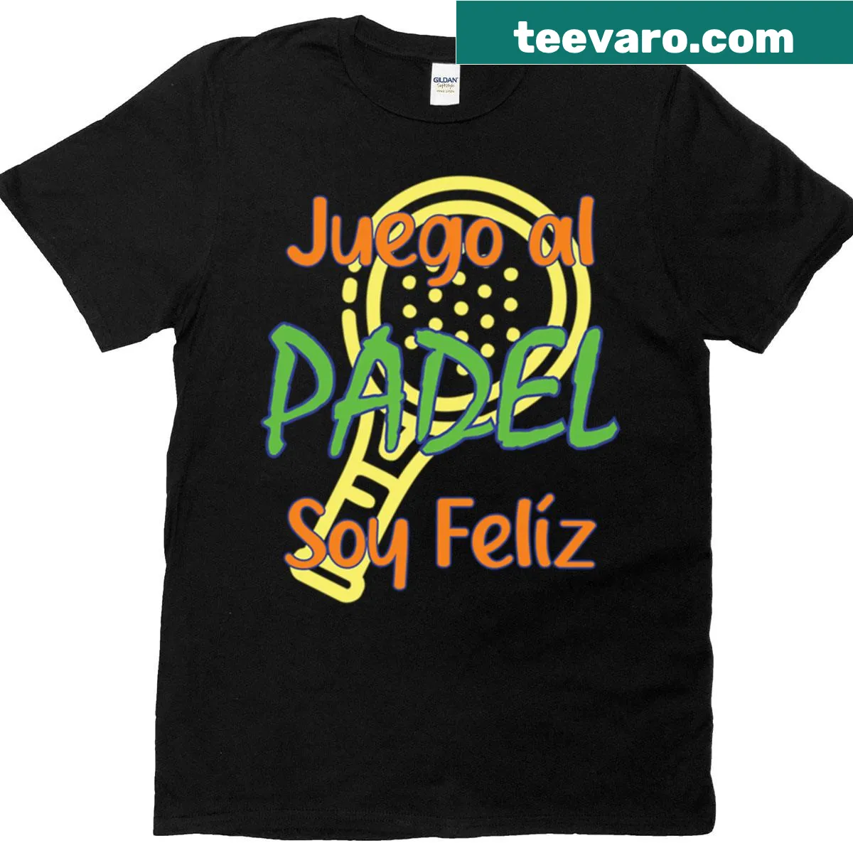 T-shirt with the phrase 'I Play Padel I'm Happy' — on a men's t-shirt