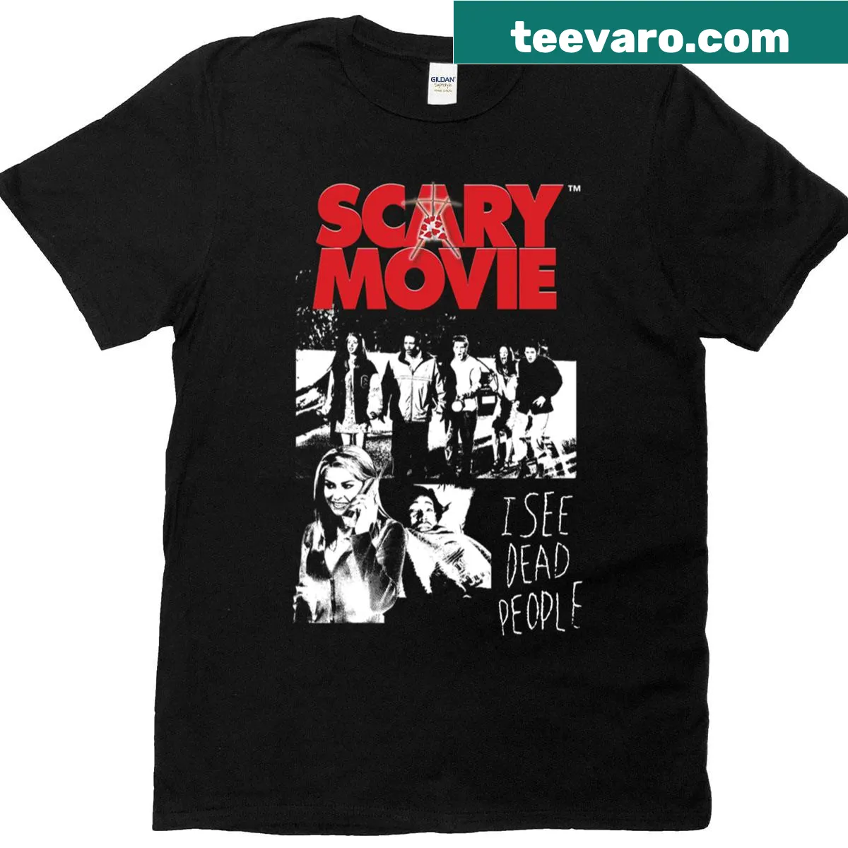 Graphic tee features the phrase 'I See Dead People'. — on a men's t-shirt