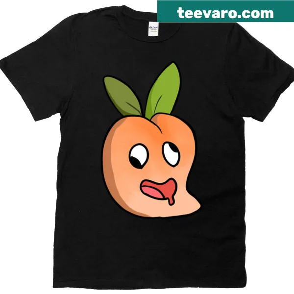 Oversized t-shirt with a funky cartoon peach and humorous text