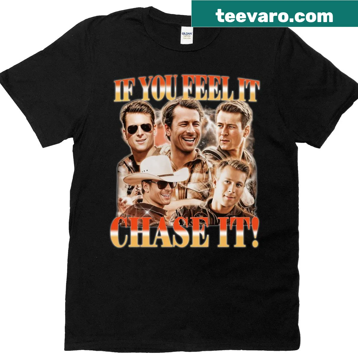 Text tee featuring the phrase 'If You Feel It Chase It'. — on a men's t-shirt