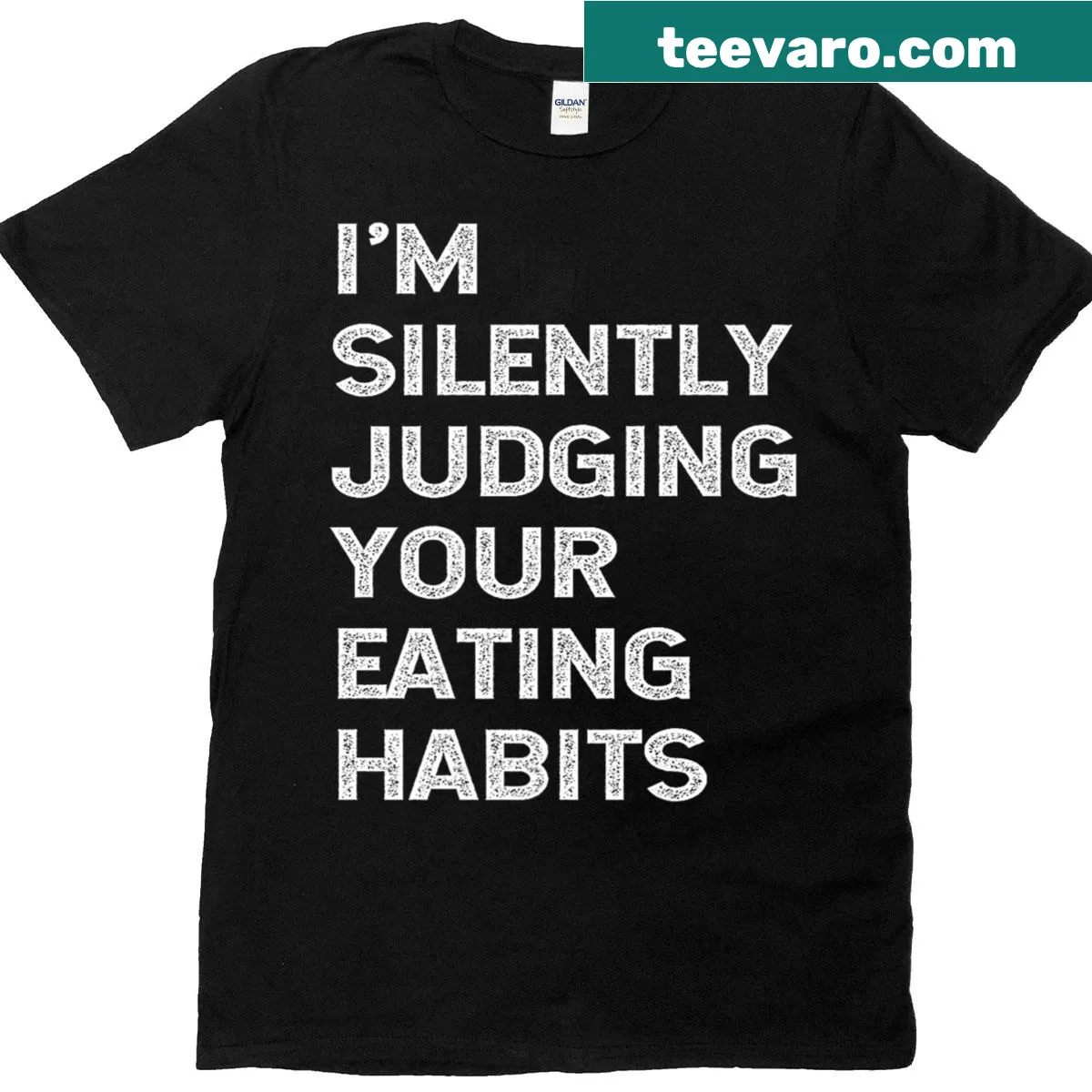 Funny vegan quote T-shirt with the phrase about eating habits — on a men's t-shirt