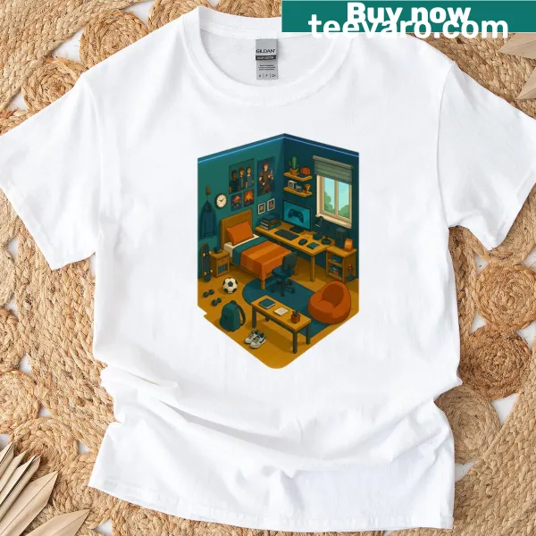 T-shirt with isometric boy illustration for kids' room decor