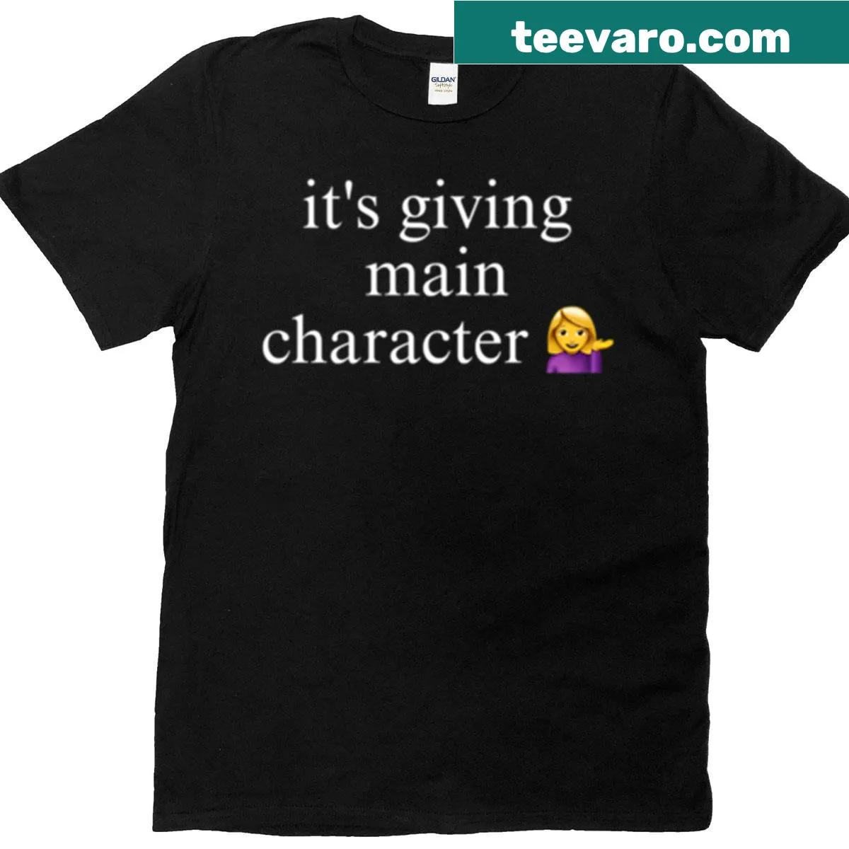 Funny t-shirt with It's Giving Main Character text — on a men's t-shirt