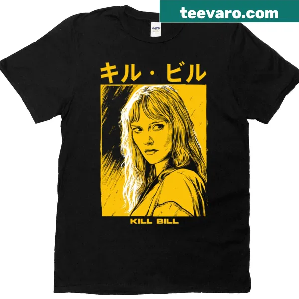 Retro-style T-shirt featuring Japanese art inspired by Kill Bill