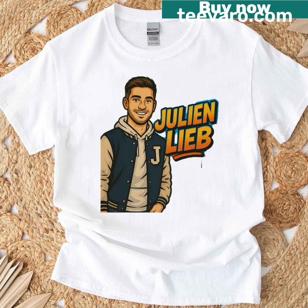 Stylish street art illustration t-shirt by Julien Lieb — on a men's t-shirt