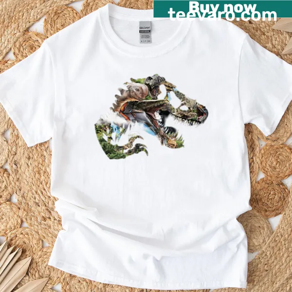 Graphic T-shirt inspired by dinosaurs and Jurassic theme