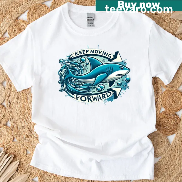 Motivational typography T-shirt with 'Keep Moving Forward' text