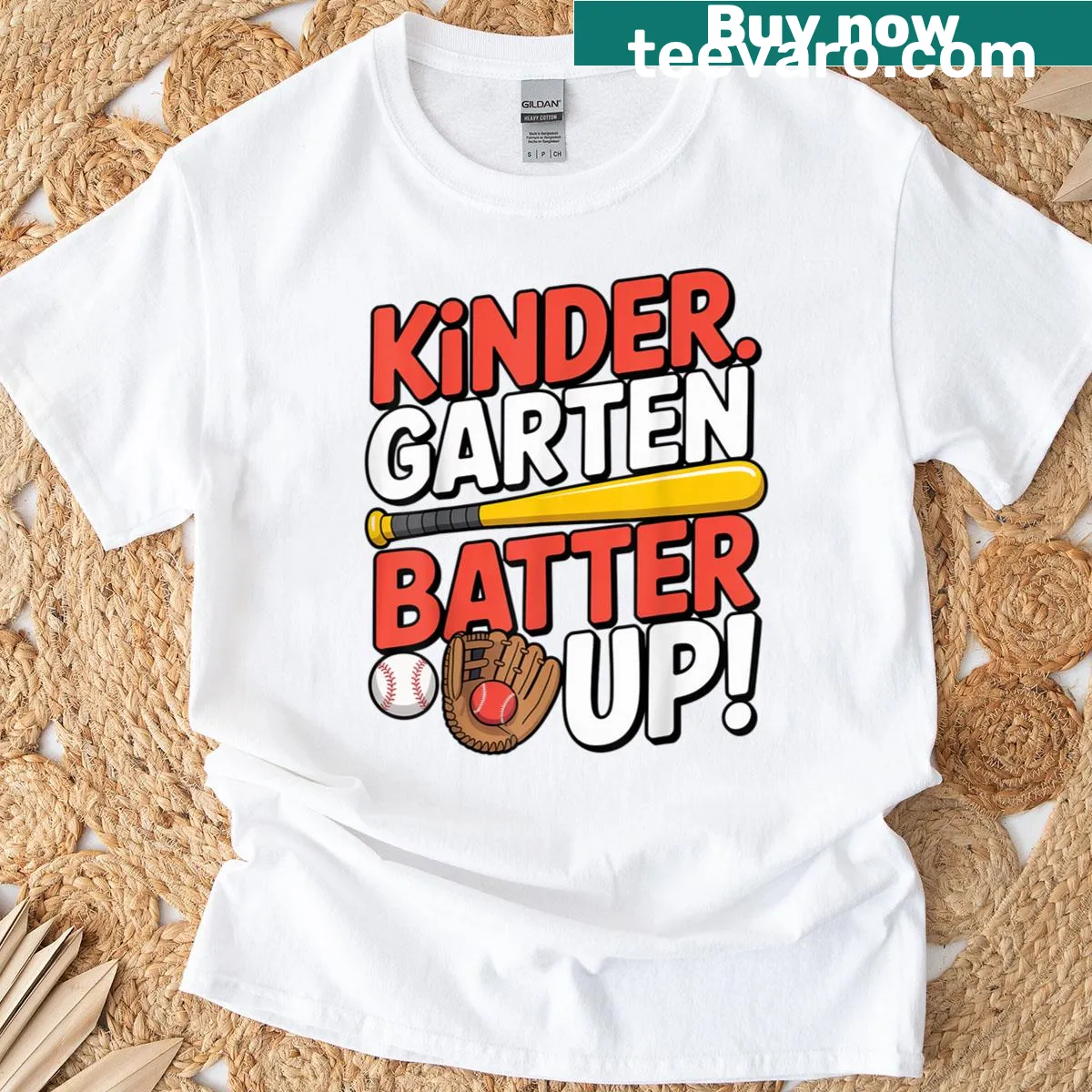 Playful baseball player design T-shirt for boys going back to school. — on a men's t-shirt