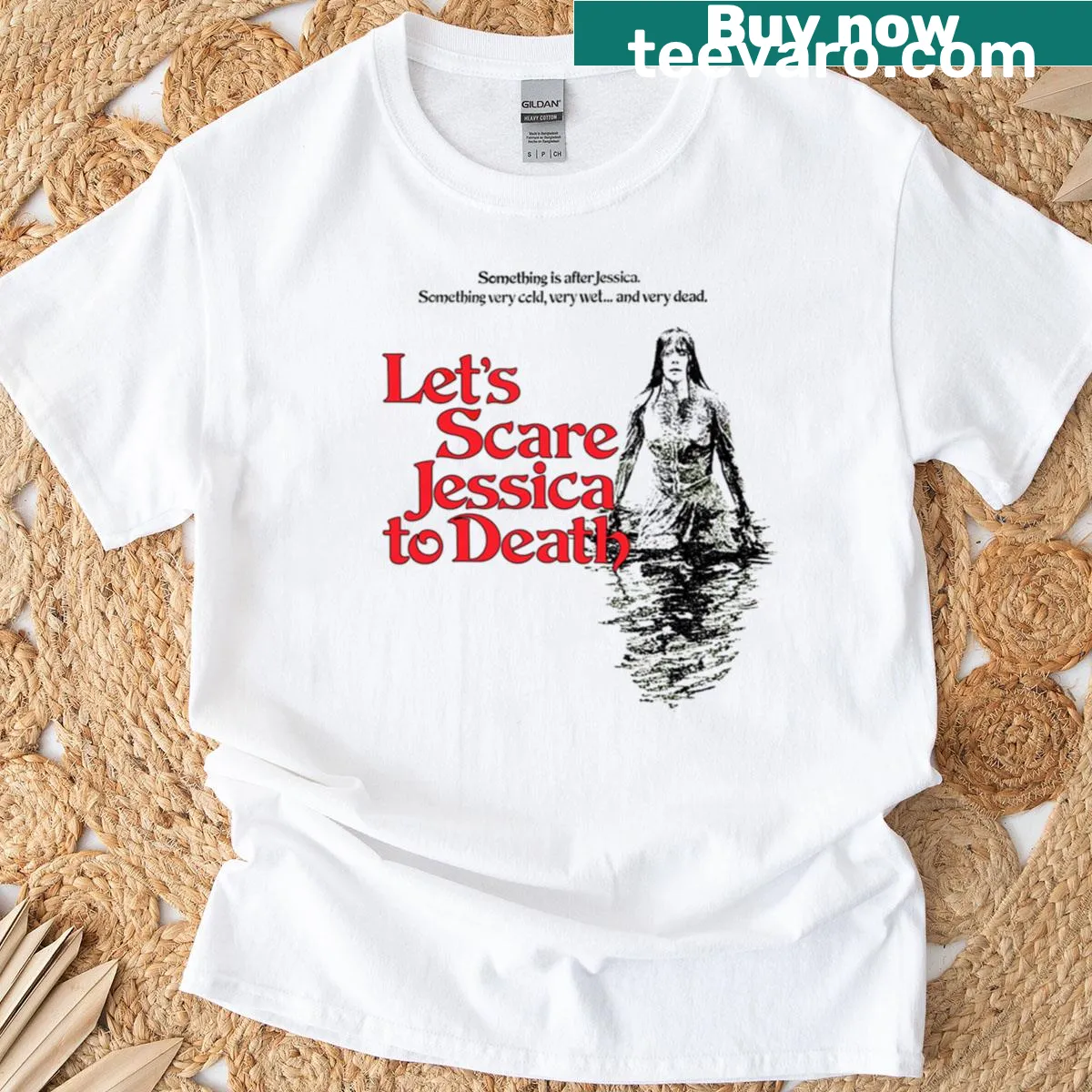 T-shirt featuring artwork from the classic horror film 'Let's Scare Jessica to Death'. — on a men's t-shirt