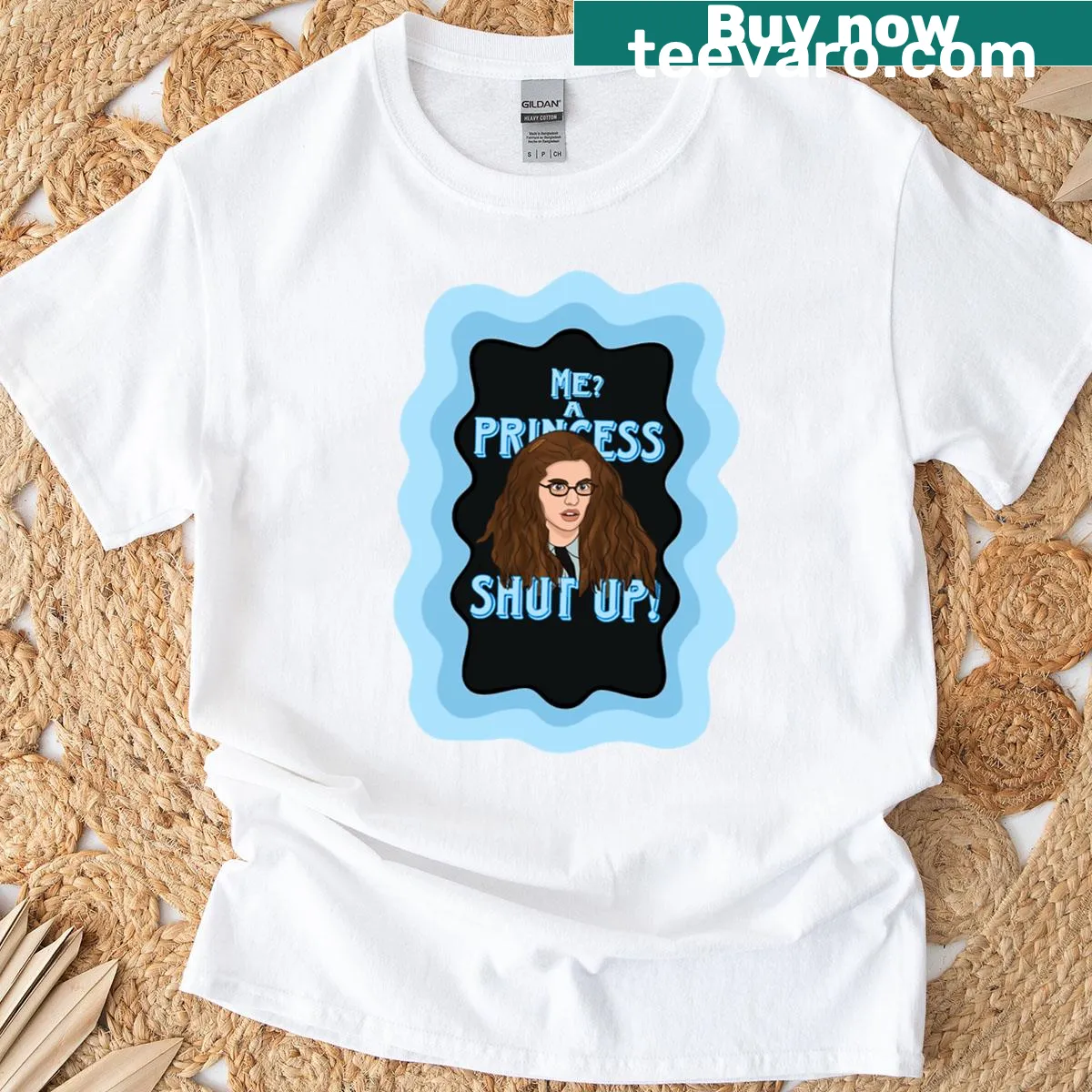 Mia Thermopolis Oversized T-shirt featuring an illustrated design — on a men's t-shirt
