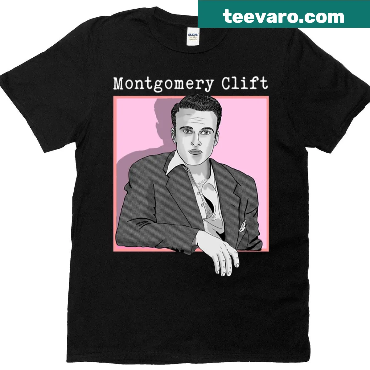 Illustrated t-shirt featuring Montgomery Clift in a classic design — on a men's t-shirt