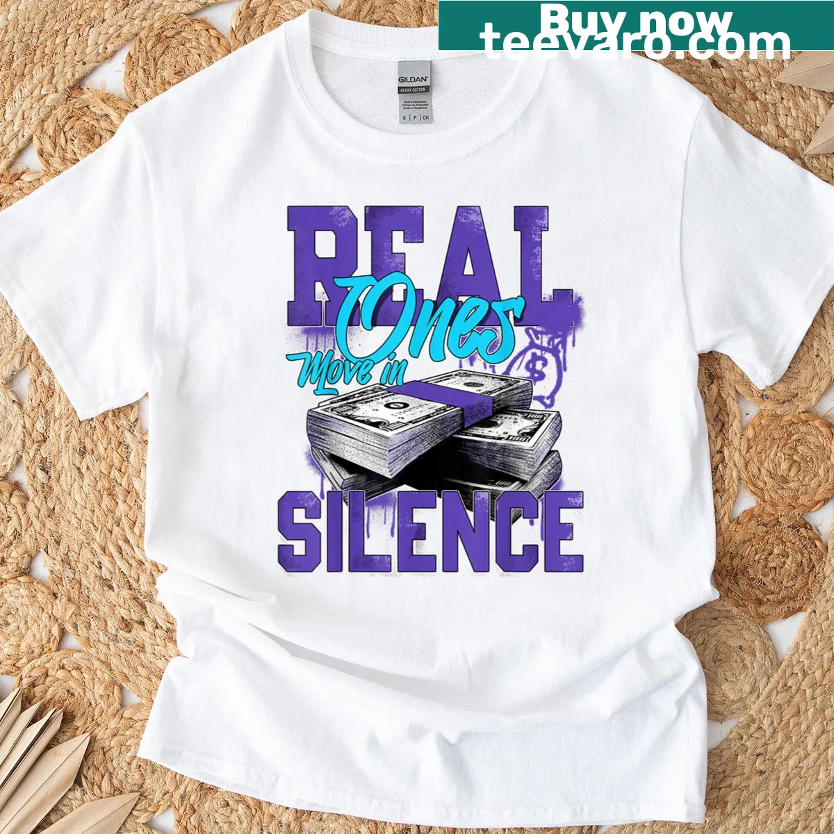 Minimalist t-shirt featuring the phrase 'Move In Silence' in clean typography — on a men's t-shirt