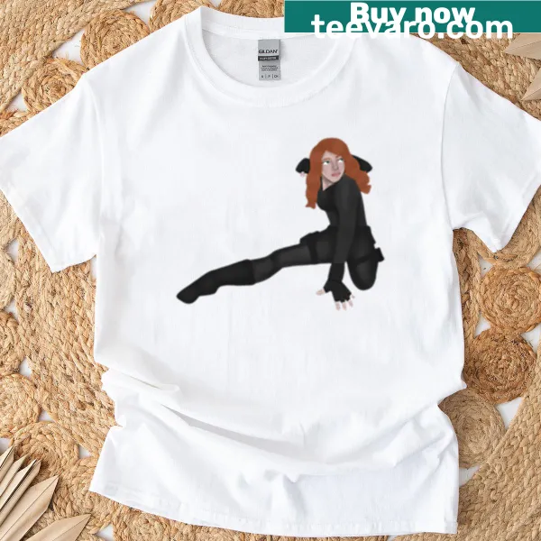 Dynamic illustration of Natasha in civil war pose on t-shirt