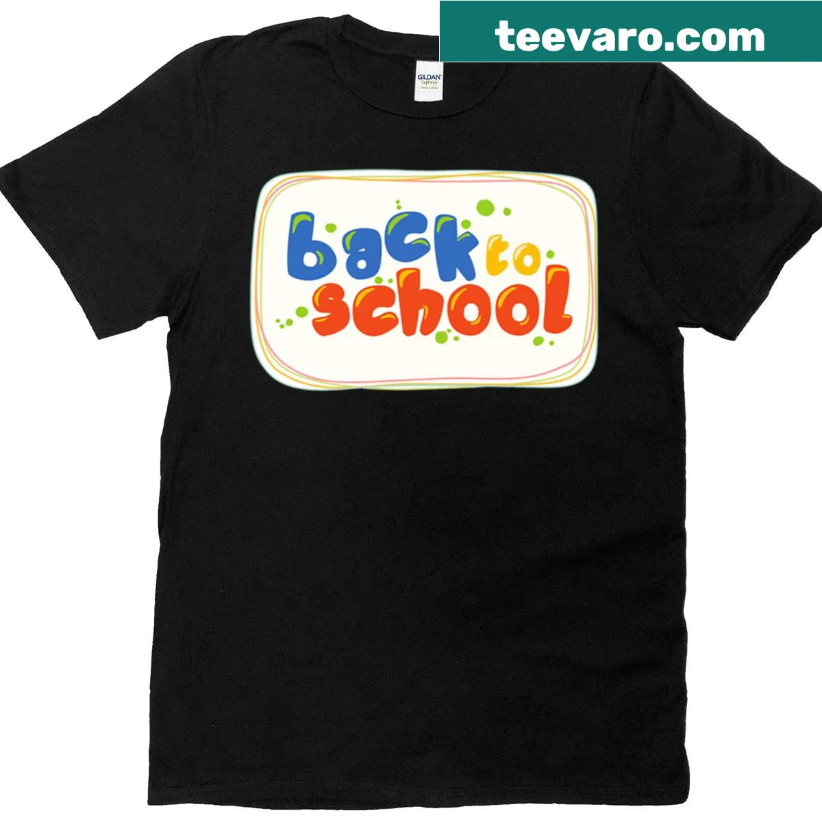 Oversized kids T-shirt with playful back-to-school typography design — on a men's t-shirt