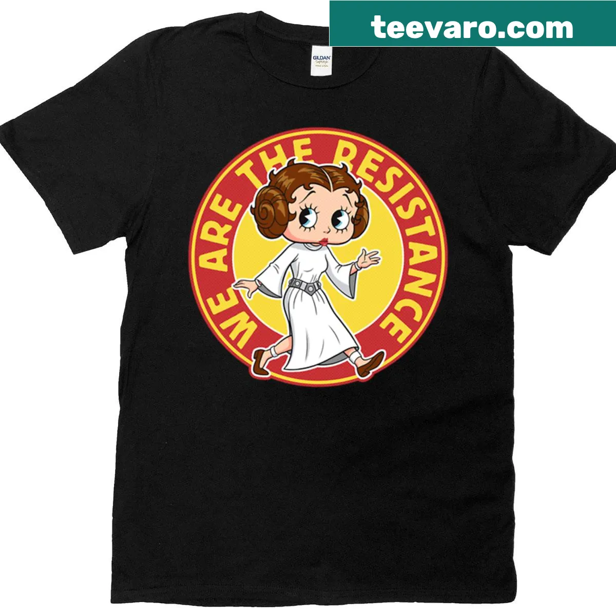Oversized T-shirt with playful princess pin-up design — on a men's t-shirt