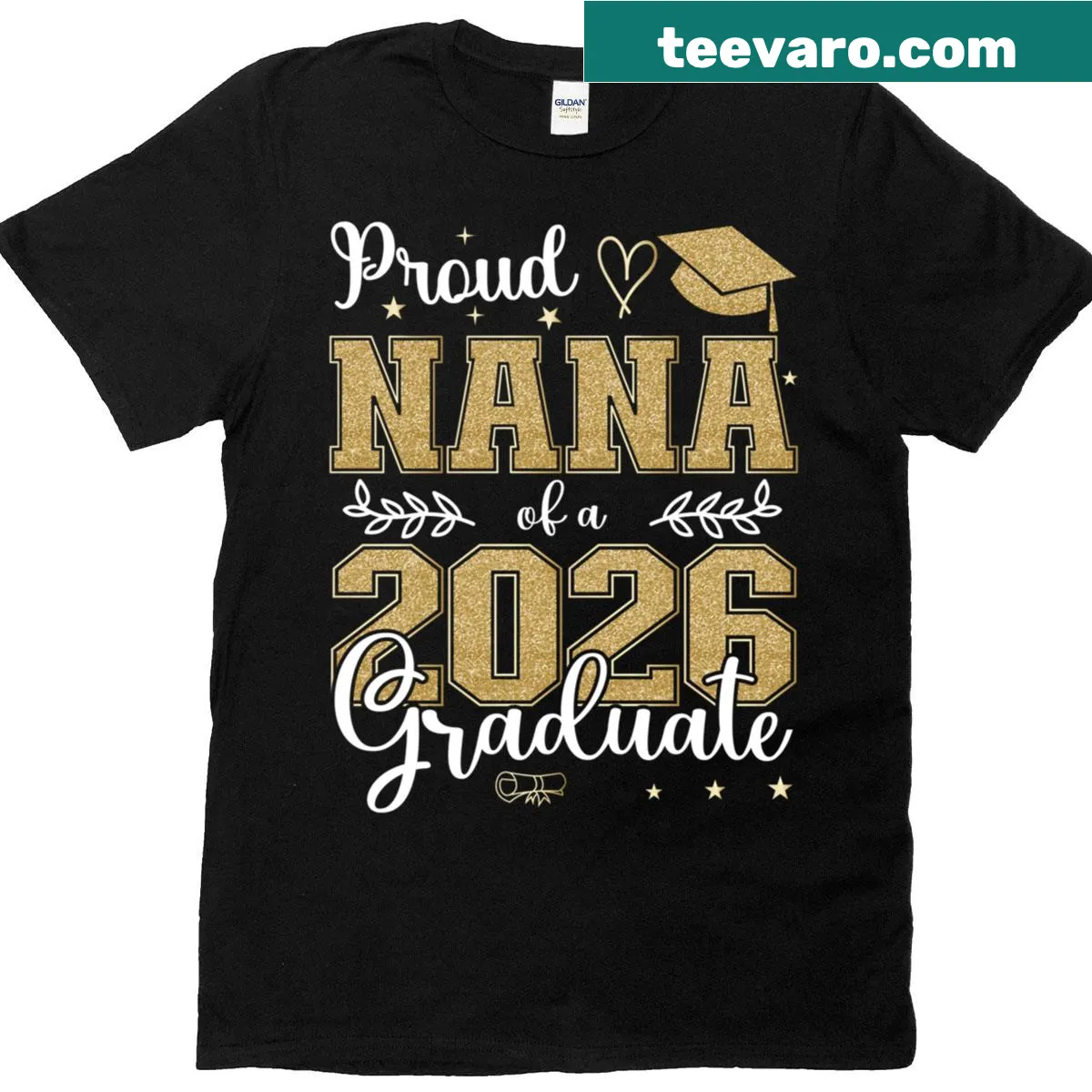 Graduation T-shirt for proud grandmothers with Class of 2026 text — on a men's t-shirt