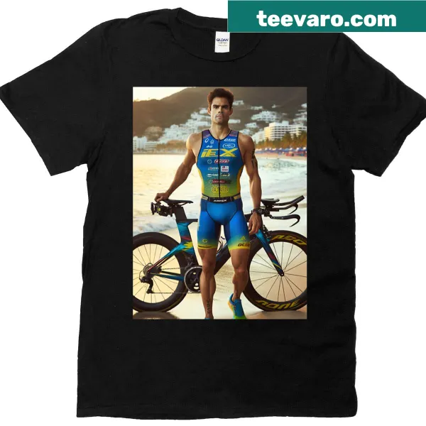 Graphic T-shirt featuring a beach bike in action design