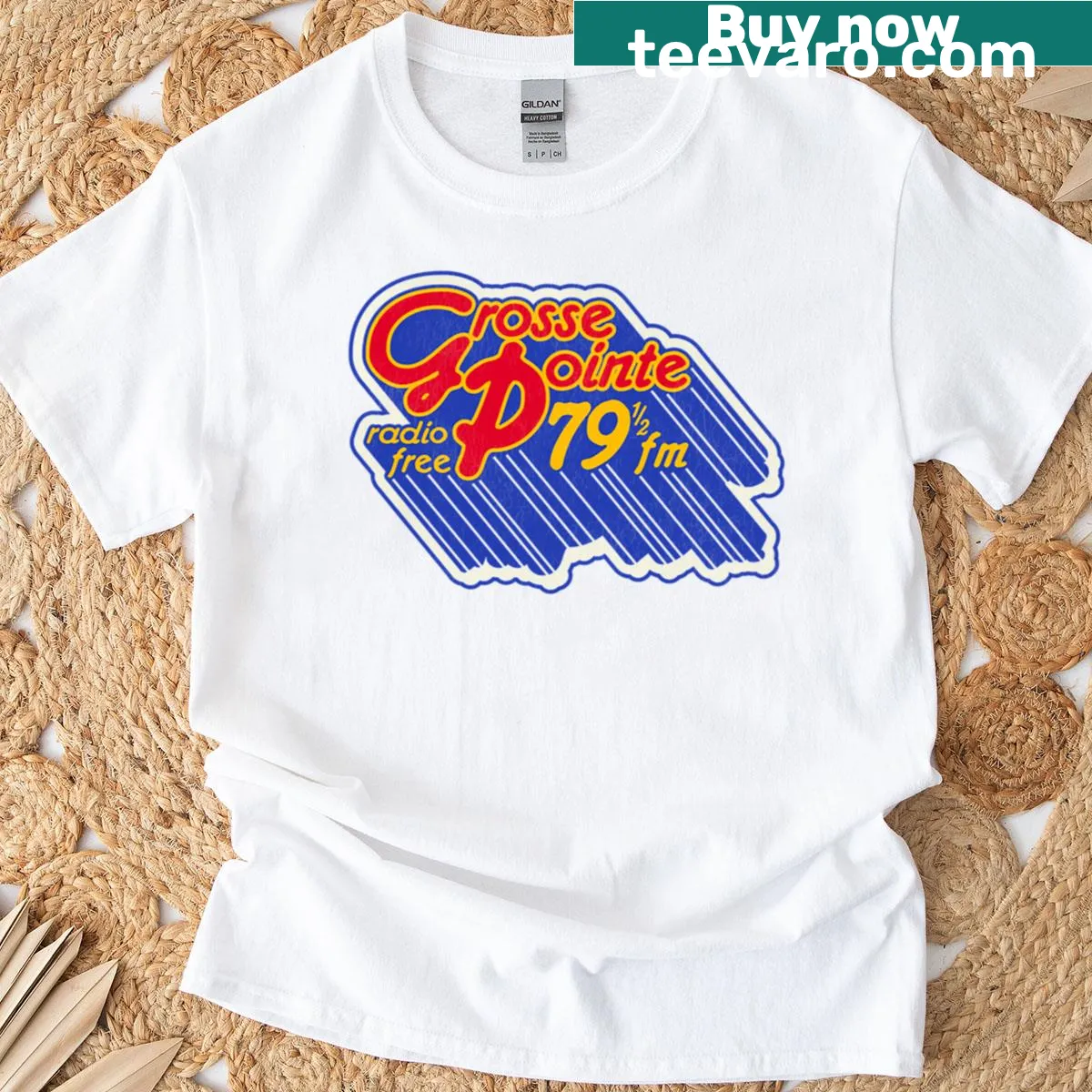 T-shirt featuring 'Radio Free Grosse Pointe 795 FM' from Grosse Pointe Blank movie — on a men's t-shirt