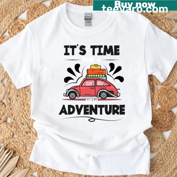 T-shirt with a red car illustration symbolizing summer adventures