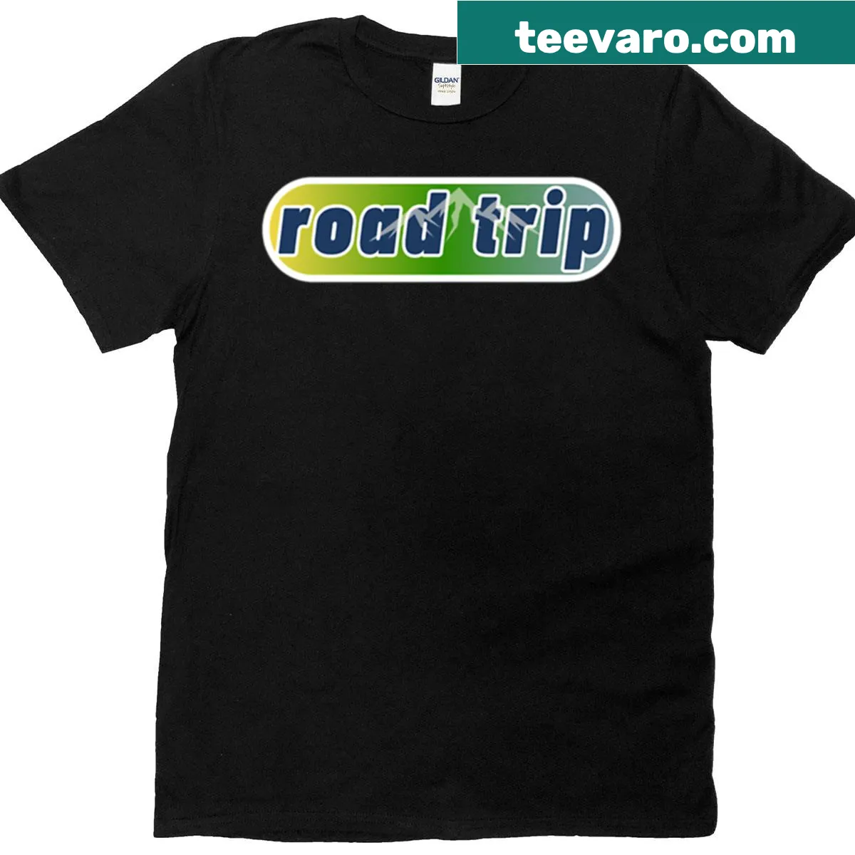 Mountains and adventure graphic on an active road trip t-shirt — on a men's t-shirt