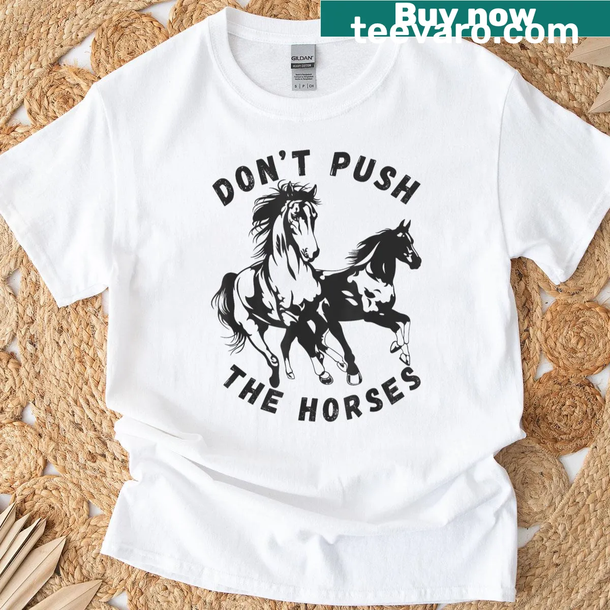 Funny sarcastic t-shirt with horse humor text. — on a men's t-shirt