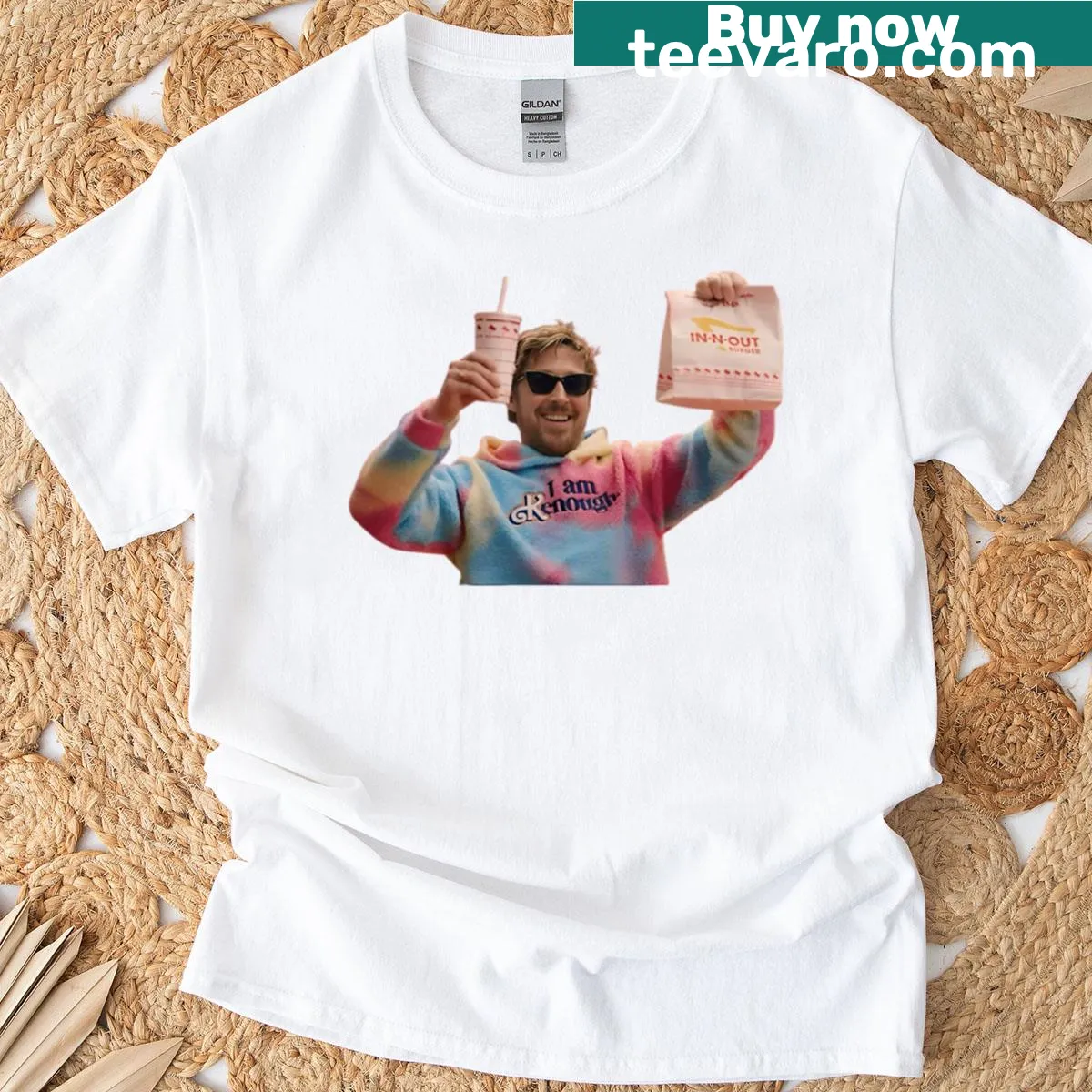 Playful t-shirt with the phrase 'Kenough' referencing Ryan Gosling — on a men's t-shirt