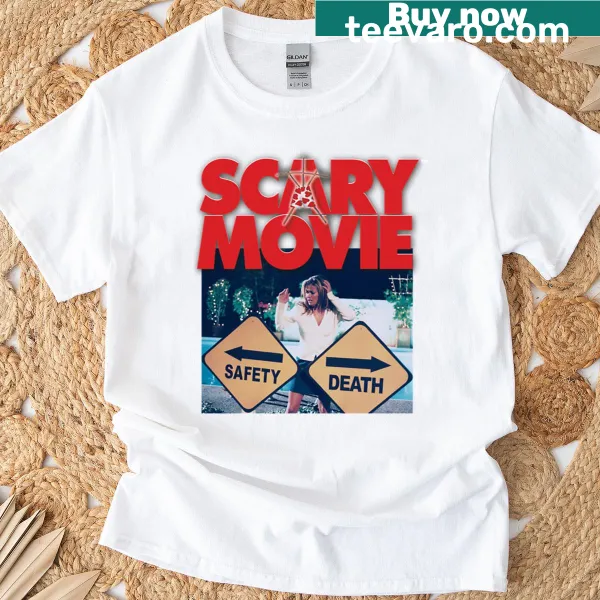 Illustration of scary movie paths on a T-shirt