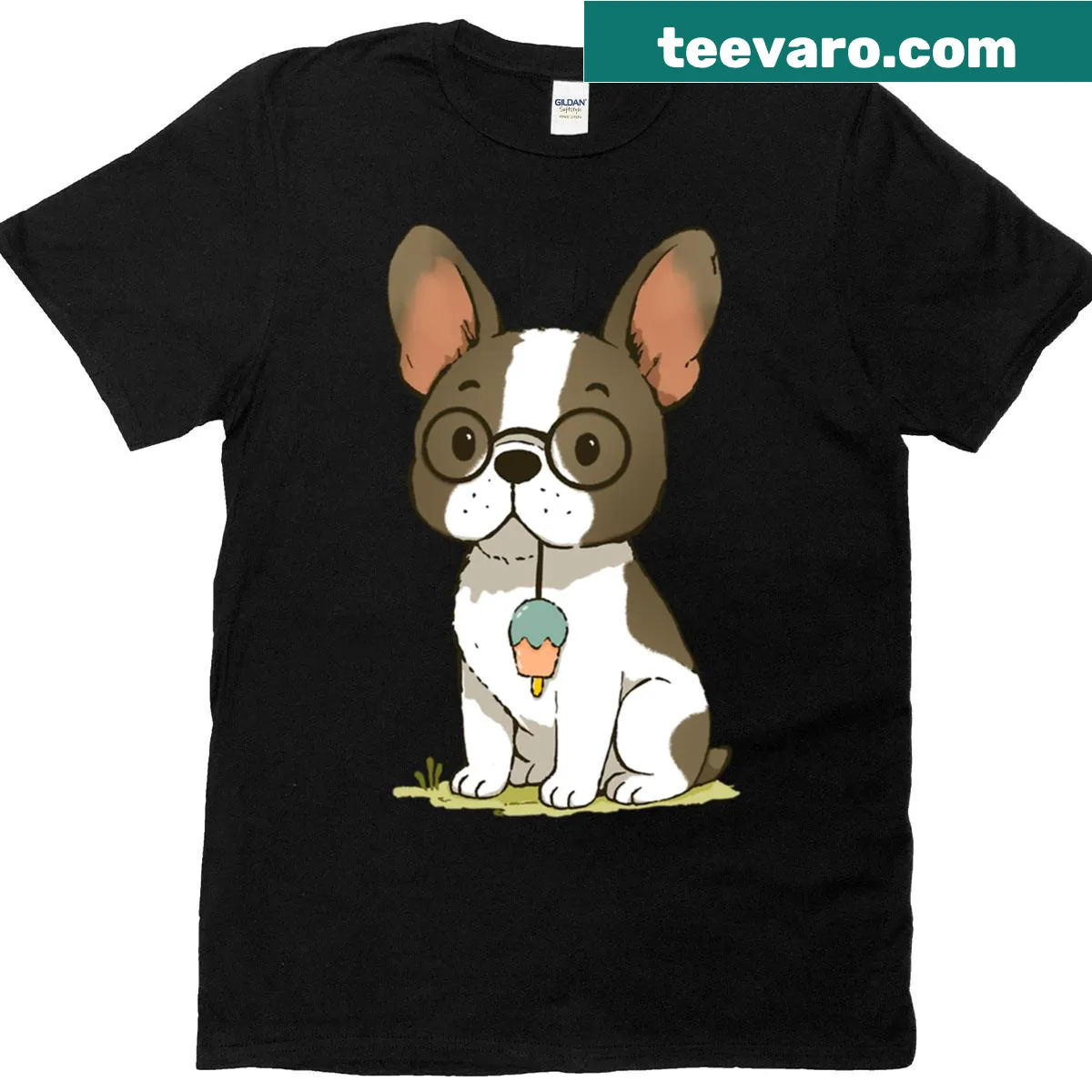 Playful bulldog illustration on a fun T-shirt — on a men's t-shirt