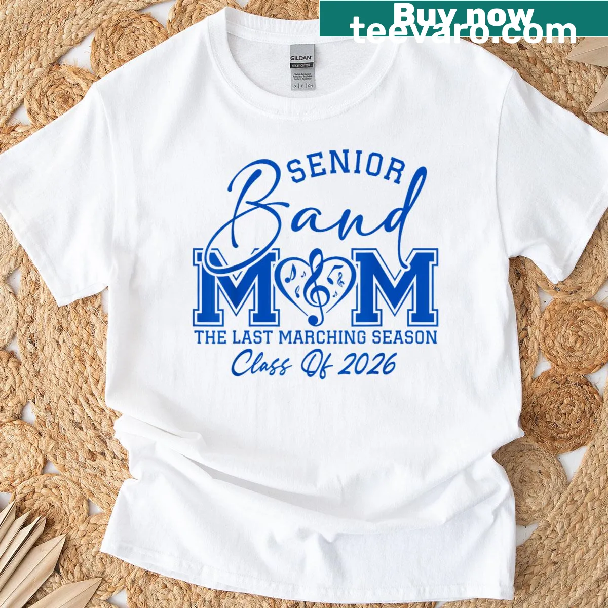 Typographic design for Senior Band Mom 2026 T-shirt — on a men's t-shirt