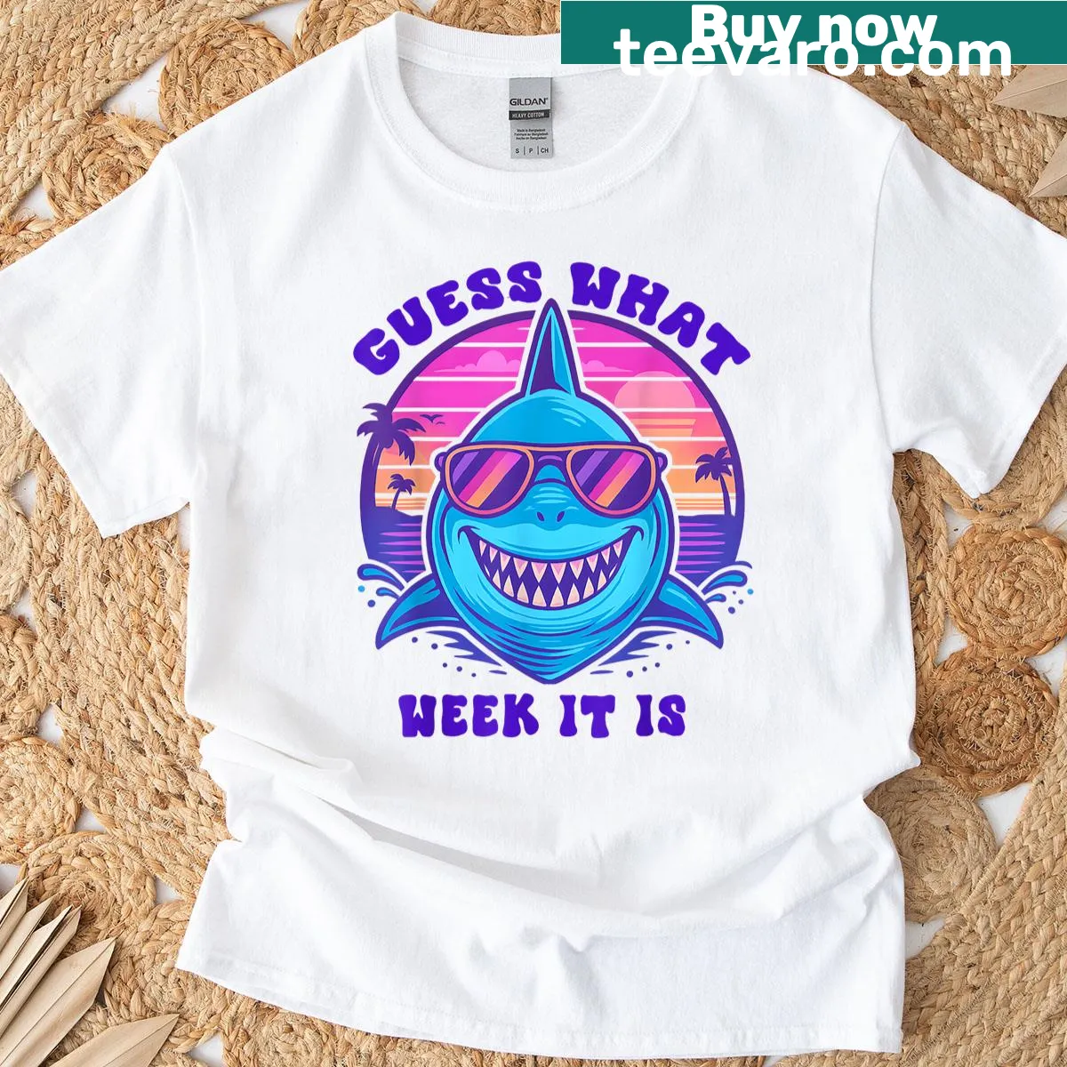 Typography design promoting shark conservation on T-shirt — on a men's t-shirt