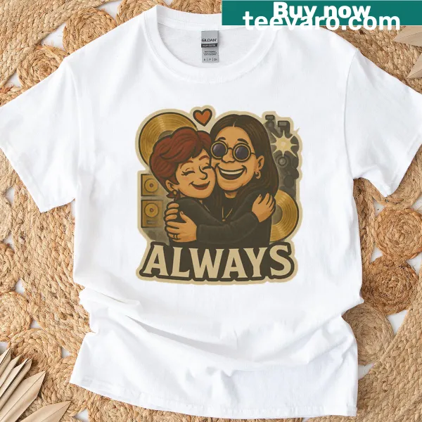 Tribute t-shirt featuring Sharon and Ozzy Osbourne illustration