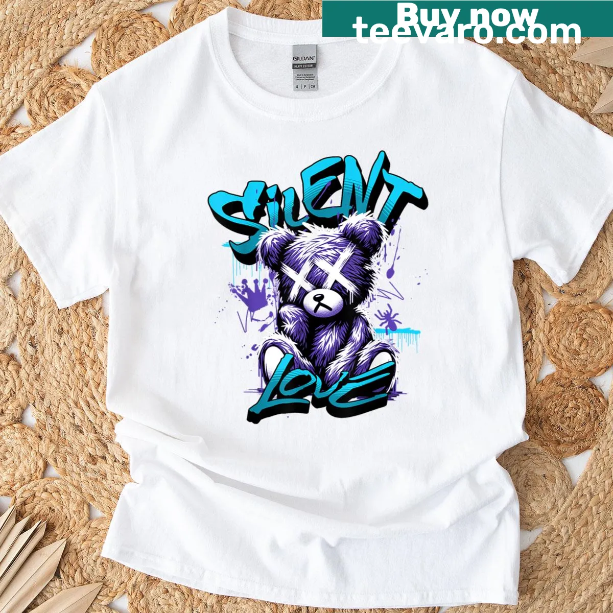 Minimalist design with 'Silent Love 8' text on T-shirt — on a men's t-shirt